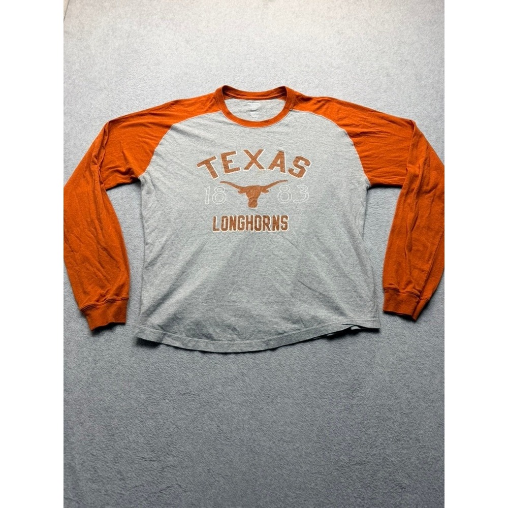 ProEdge Texas Longhorns Raglan Shirt Gray Orange XL Long Sleeve NCAA Tee